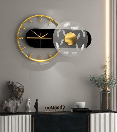 The Golden Feather Fusion Wall Clock (23.6 x 14 Inches)